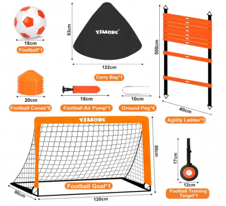 Accesorii antrenament fotbal pentru copii Yimore, poarta 120 x 90 cm [9]