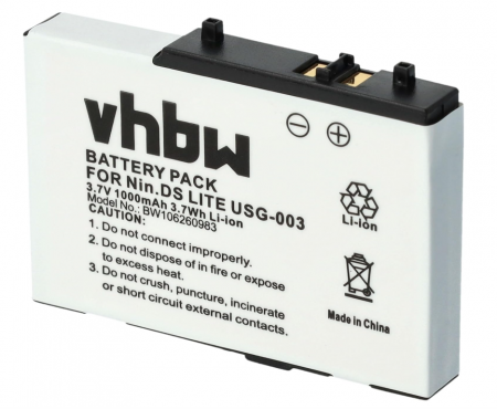Acumulator VHBW pentru Nintendo DS Lite, 1000mAh, 3.7V, Li-Ion [1]