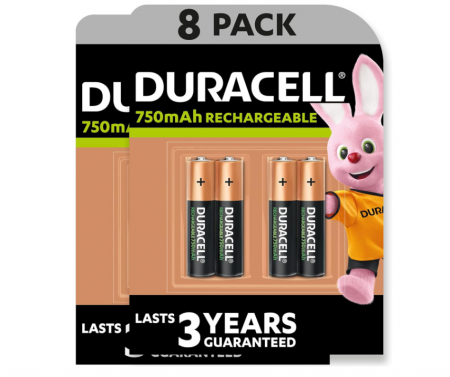 Acumulatori, Baterii reîncărcabile Duracell AAA (pachet de 8), 750 mAh NiMH, 1000 de cicluri [0]
