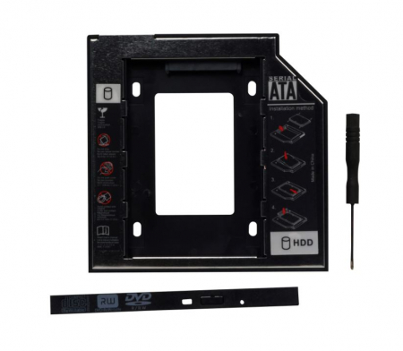 Adaptor HDD Caddy Spacer HDD/SSD pentru unitati optice de tipul 9.5 mm [0]