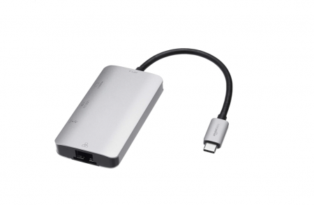 Accesorii Laptop - Adaptor HUB 4 în 1 Amazon Basics, USB-C la HDMI cu port Ethernet, 100 W