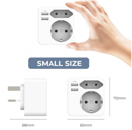 Adaptor priză Hoppac Anglia, 2 porturi USB 2.4A cu mufă europeană și Schuko tip G [5]