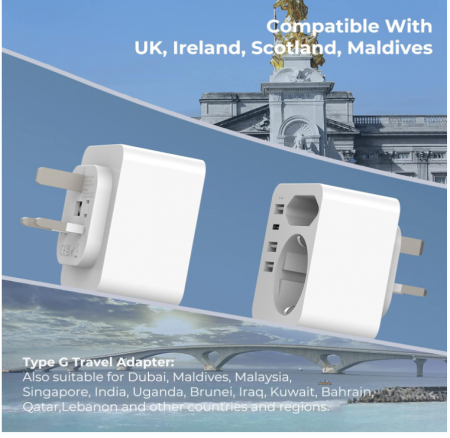 Adaptor UK Hoppac, Adaptor 6 în 1, 3 USB, 1 USB-C [7]