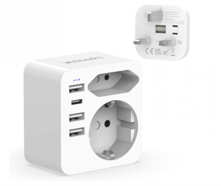 Adaptor UK Hoppac, Adaptor 6 în 1, 3 USB, 1 USB-C [0]