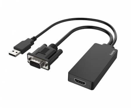 Desktop PC & Monitoare - Adaptor Video Hama, Mufa VGA + USB - Mufa HDMI, Full HD 1080p
