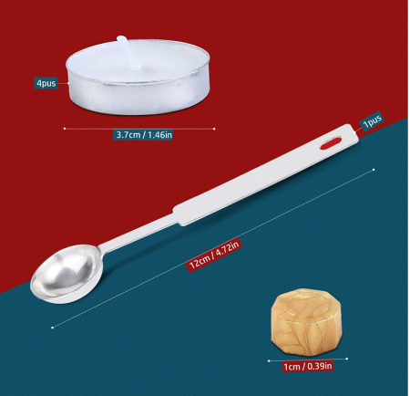 AiQInu 320 de bucăți ceara aurie pentru sigilii invitatie nunta/botez, stampila plic, cu 4 lumânări și 1 lingură [5]