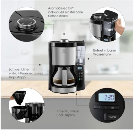 Aparat de cafea Melitta Look Timer 1025-08, 1.25L, Negru [1]