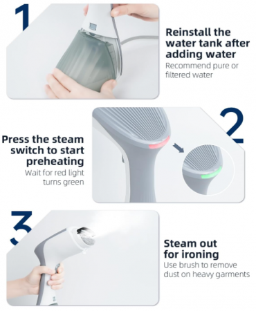 Aparat de calcat vertical CONOPU, 1300W, rezervor de apa 260ml, gri [7]