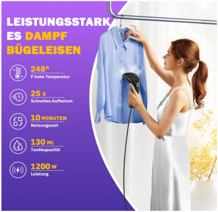 Aparat de calcat vertical Rolipo, fier de călcat portabil, negru [4]