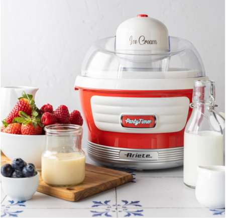 Aparat de inghetata, sorbet si iaurt inghetat Ariete Party Time 643, 1,5 L, 12 W, Rosie [5]