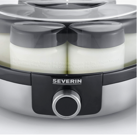 Aparat de preparat iaurt Severin JG 3521 cu afisaj digital LED, 7 borcane de 150 ml, fara BPA [5]
