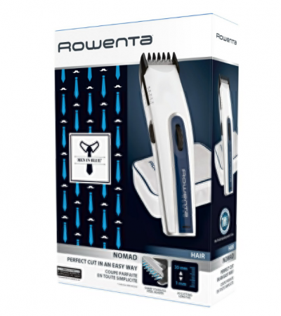 Aparat de tuns ROWENTA Nomad TN1405F0, 6250rpm, 2 piepteni ajustabili, 19 pozitii pentru lungimea de taiere, autonomie 40 min, indicator LED, alb [2]