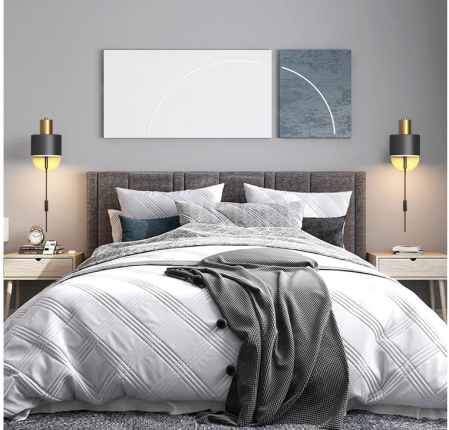 Aplica de perete retro QJUZO, cu LED, negru si auriu, E27 [5]