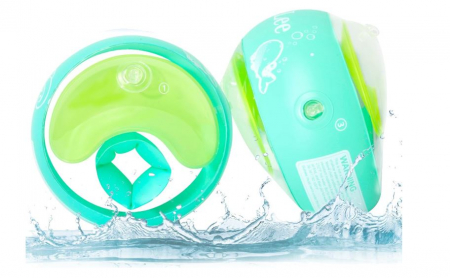 Piscine si accesorii - Aripioare inot gonfiabile pentru copii PeaZeLee, 1-6 ani, albastru/verde