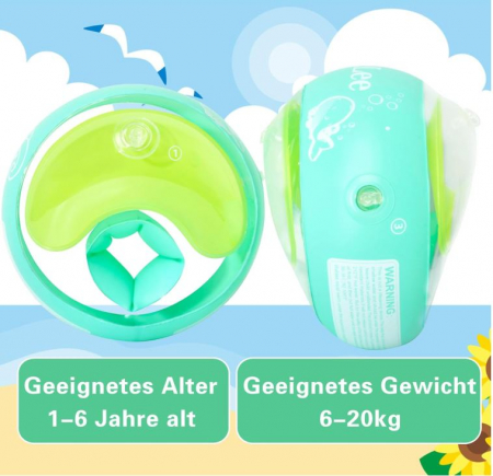 Aripioare inot gonfiabile pentru copii PeaZeLee, 1-6 ani, albastru/verde [5]