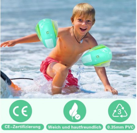 Aripioare inot gonfiabile pentru copii PeaZeLee, 1-6 ani, albastru/verde [8]