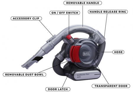 Aspirator auto portabil Black & Decker PD1200AV Dustbuster Flexi, 12V, conector bricheta, fara sac [4]