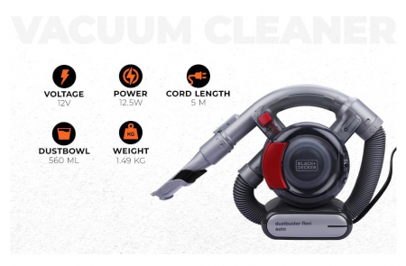 Aspirator auto portabil Black & Decker PD1200AV Dustbuster Flexi, 12V, conector bricheta, fara sac [3]