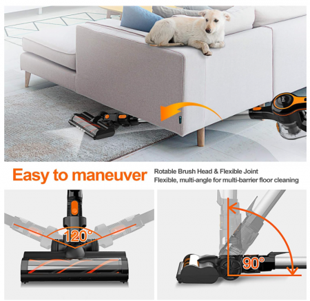 Aspirator fără fir INSE 6 în 1, fără sac, 250W, recipient de praf 1.2 L [5]