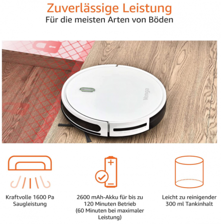 Aspirator robot Venga! VG RVC 3000 cu funcție de mop, ușor de utilizat, 6 moduri de curățare, silențios, alb [5]