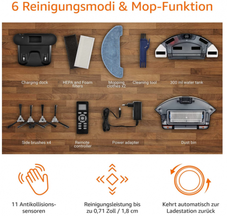 Aspirator robot Venga! VG RVC 3000 cu funcție de mop, ușor de utilizat, 6 moduri de curățare, silențios, alb [3]