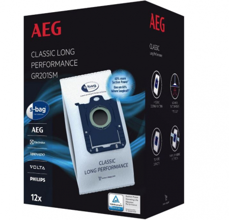 TOATE PRODUSELE - Set 12 saci de aspirator GR201SM + 1 filtru, AEG 9001688242