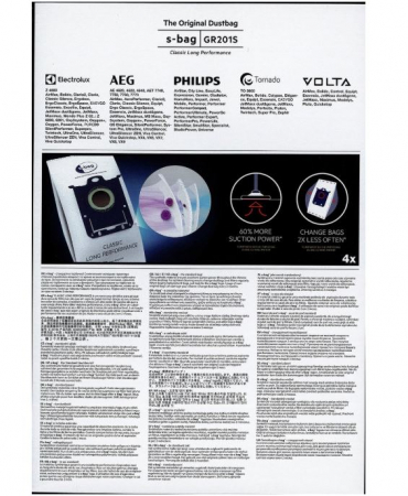 Set 4 saci de aspirator GR201S, AEG 9001684746, CLASSIC LONG PERFORMANCE [1]