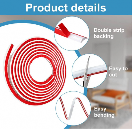 Banda decorativa autoadeziva QINERSAW 5 mx12 mm pentru marginea tavanului, peretilor, mobilei, podelei [3]