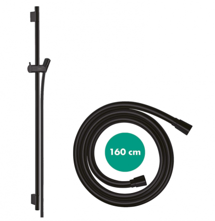 Bară de duș Hansgrohe Unica S Puro, 90 cm cu furtun de duș, negru mat, 28631670 [1]