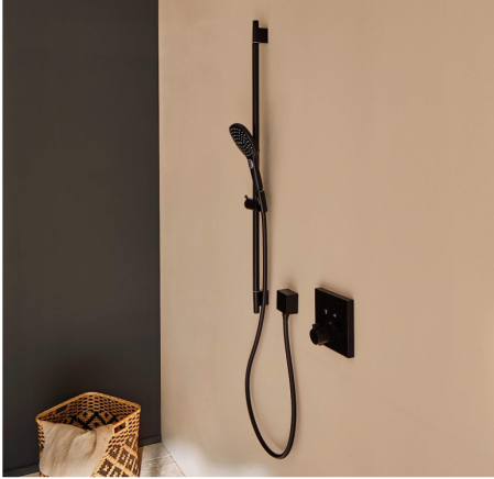 Bară de duș Hansgrohe Unica S Puro, 90 cm cu furtun de duș, negru mat, 28631670 [3]