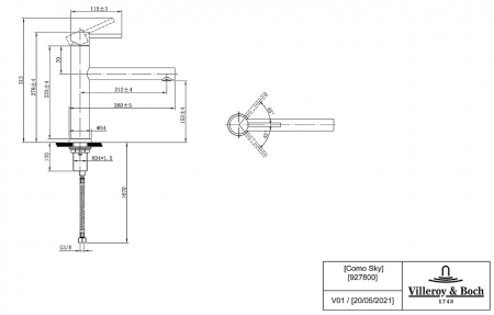 Baterie bucătărie Villeroy & Boch Como Sky 927800LC, înaltă presiune, oțel inoxidabil solid [6]