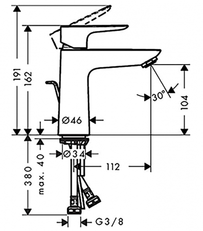 Baterie chiuveta Talis E Hansgrohe, robinet baie cu inaltime 110 mm, negru mat [5]