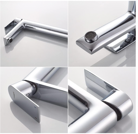 Baterie de baie Ibergrif, robinet pentru chiuveta, cu economisire de apa, inaltime 253 cm, racord apa rece/calda [6]