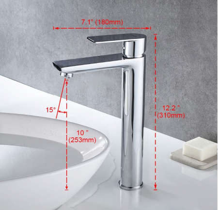 Baterie de baie Ibergrif, robinet pentru chiuveta, cu economisire de apa, inaltime 253 cm, racord apa rece/calda [1]