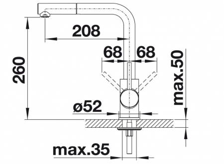 Baterie de bucătărie BLANCO 521466 cu presiune joasă MILA-S, robinet, crom [3]