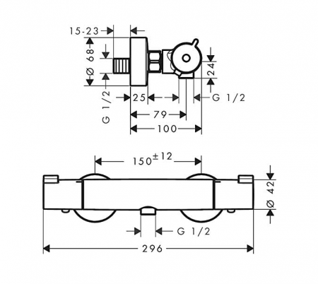 Baterie de dus termostatica Hansgrohe Ecostat 1001 CL , crom, 13211000 [4]