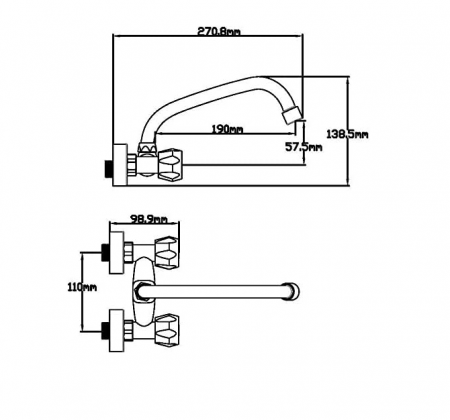 Baterie DP Faucets BC110, robinet pentru chiuveta Sauco, 11 cm, argintiu [3]