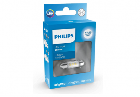 Electronice Auto - Bec de semnalizare auto Philips Ultinon Pro6000 LED Festoon (C5W), 6.000K, 38mm