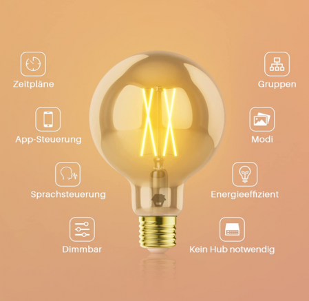 Bec inteligent Chuango G95G E27 Globe Retro Edison Wifi 6,5W [6]