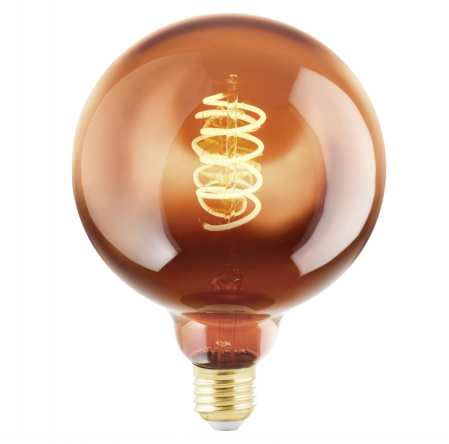 Corpuri iluminat - Bec LED dimabil EGLO, vintage, E27, 4 wați, 30 lumeni, alb cald, 2000k, G125, Ø 13cm