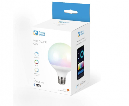 Bec LED inteligent Garza Wifi Globo G95, 11W (echivalent cu 75W incandescență), E27, RGB + CCT, 2.4GHz [1]