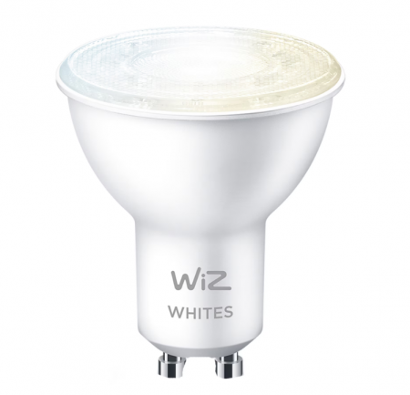 Bec LED inteligent WiZ Connected Whites, Wi-Fi, GU10, 4.9W (50W), 345 lm, temperatura lumina reglabila (2700K-6500K), compatibil Google Assistant/Alexa/Siri, clasa energetica F [2]