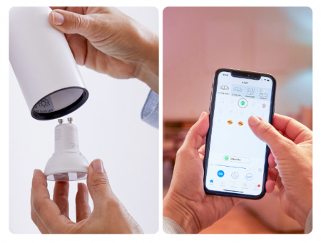 Bec LED inteligent WiZ Connected Whites, Wi-Fi, GU10, 4.9W (50W), 345 lm, temperatura lumina reglabila (2700K-6500K), compatibil Google Assistant/Alexa/Siri, clasa energetica F [4]