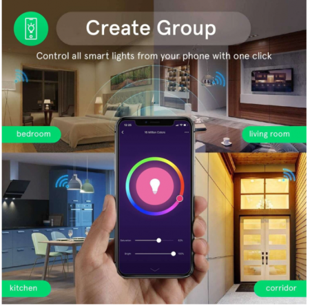 Bec LED RGBW inteligent Nous P8, Wi-Fi, GU10, 4.5W, 350 lm, lumina alba si colorata, control vocal [3]