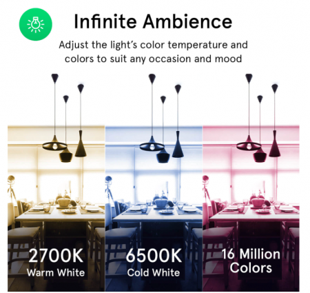 Bec LED RGBW inteligent Nous P8, Wi-Fi, GU10, 4.5W, 350 lm, lumina alba si colorata, control vocal [6]