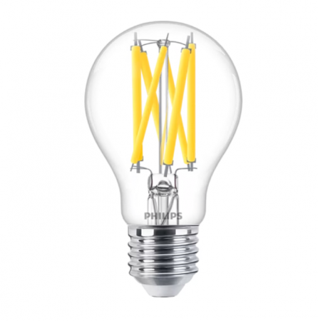Casa, Gradina & Bricolaj - Bec LED vintage Philips Classic A60, putere reglabila (dimabil), E27, 10.5W (100W), 1521 lm, lumina calda (2200-2700K), clasa energetica D