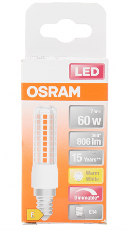 Bec OSRAM LED Superstar Special T Slim, E14, alb cald (2700 K), 60 W [2]