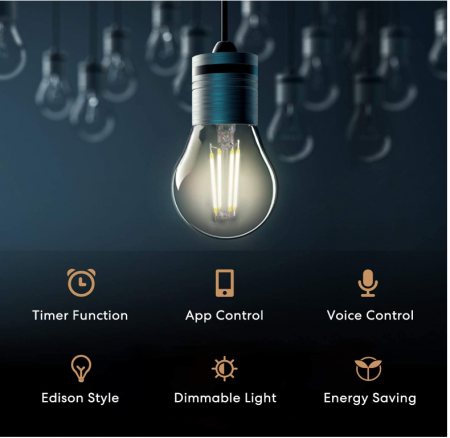 Becul Meross WLAN Edison Vintage, Funcționează cu Apple HomeKit [3]