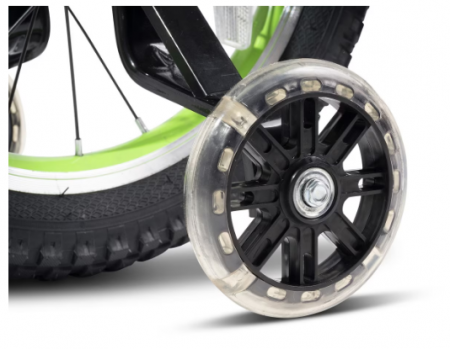 Bicicleta pentru copii de 4-6 ani Rich Baby Cool, cu roti ajutatoare, roti de 16 inch, negru/verde [12]