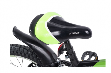 Bicicleta pentru copii de 4-6 ani Rich Baby Cool, cu roti ajutatoare, roti de 16 inch, negru/verde [13]